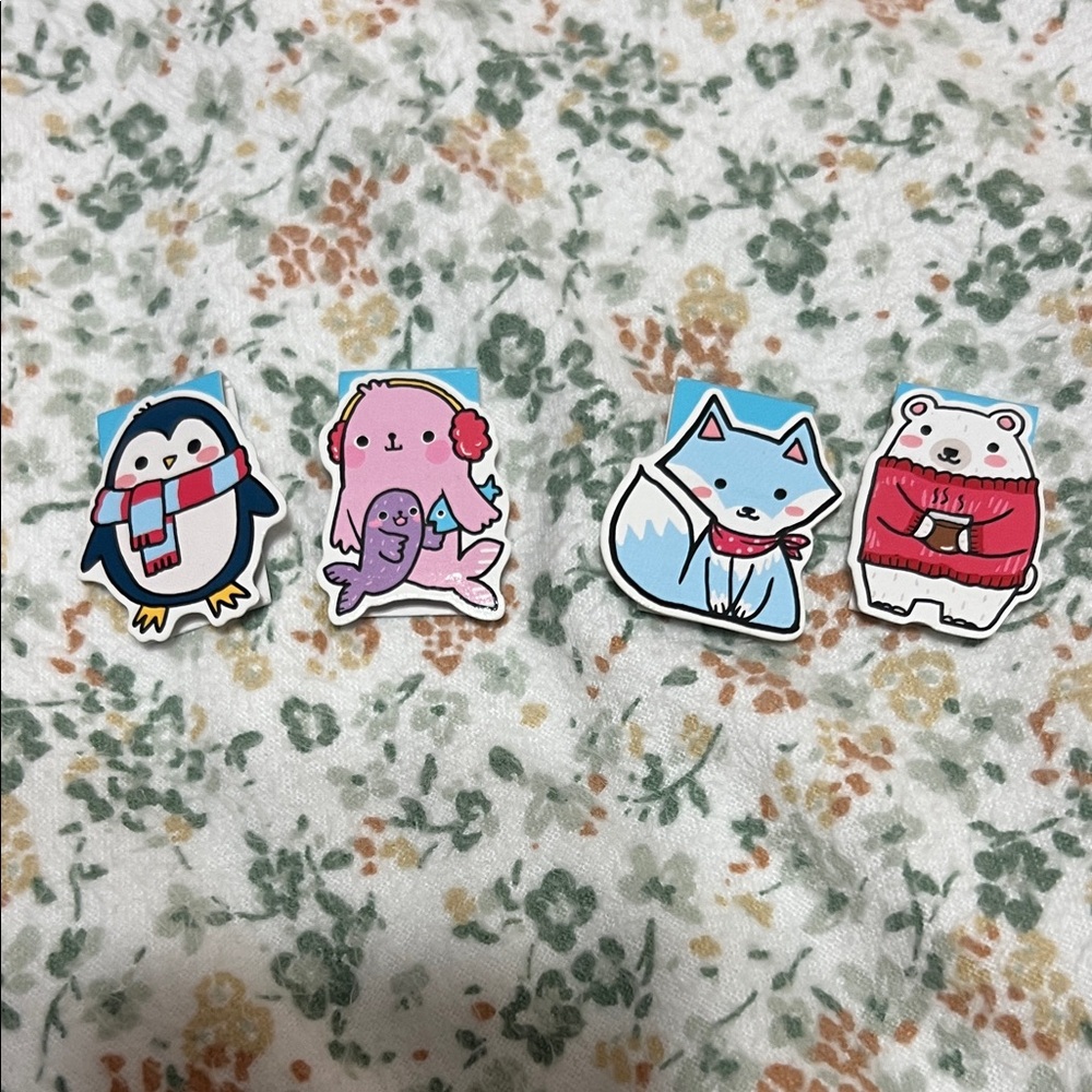 Gently Used Frosty Friends Magnetic Bookmarks, Set of 4